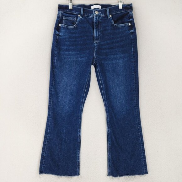 LOFT Jeans Womens 10/30 High Waist Kick Crop Frayed Hem Denim - Picture 1 of 12